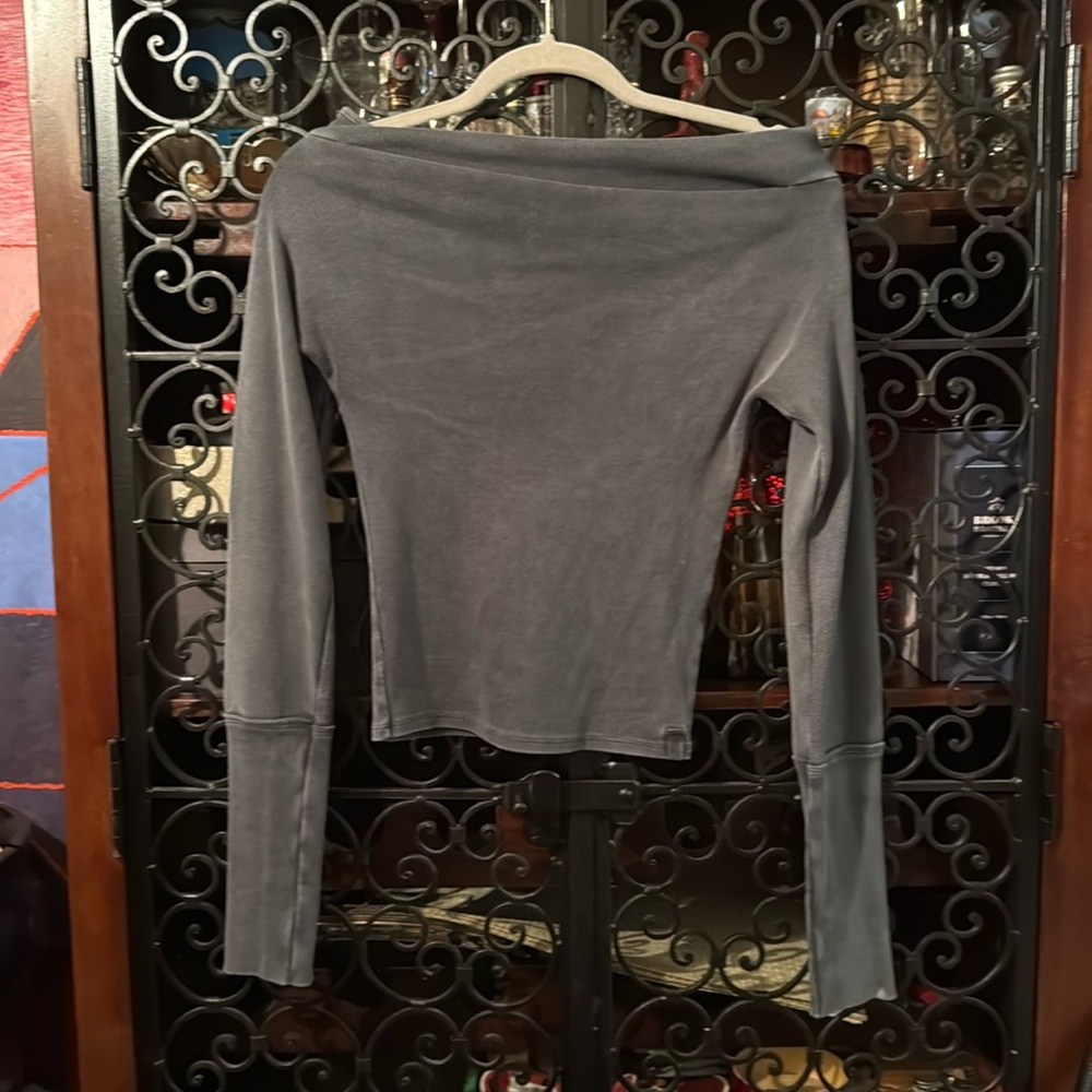 Free People washed black off shoulders sweater never been worn